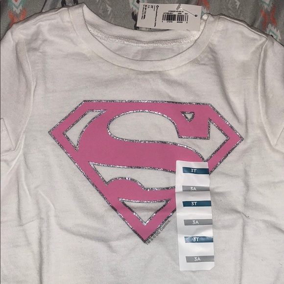 White pink & silver Old Navy Supergirl graphic tee - Picture 3 of 8